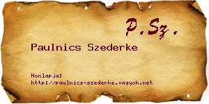 Paulnics Szederke névjegykártya